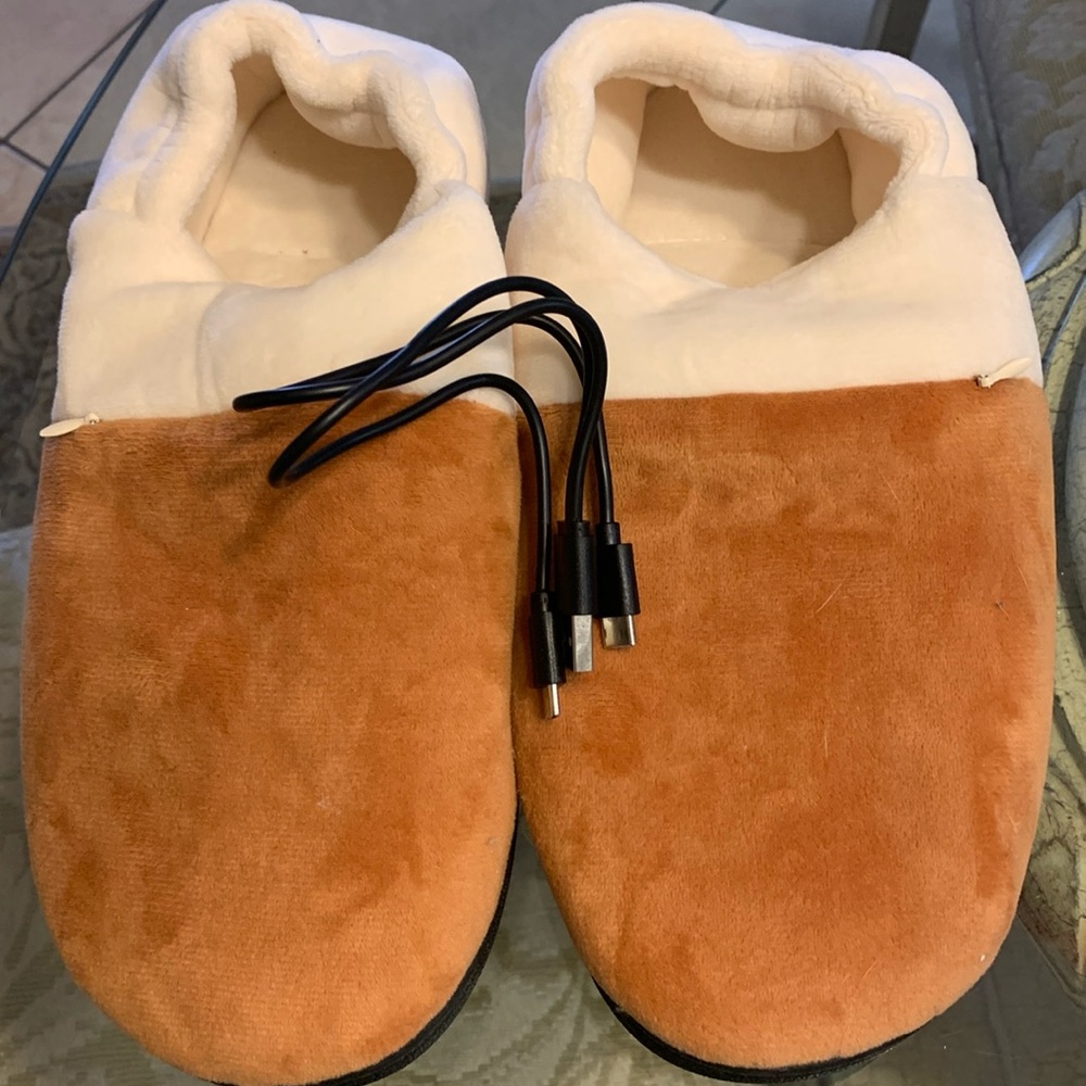 These are brand new heated around house slippers for men